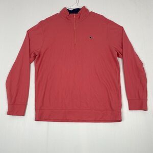 Vineyard Vines Men Large pullover 1/4 Quarter Zip Pink Sweatshirt. Preppy Cotton